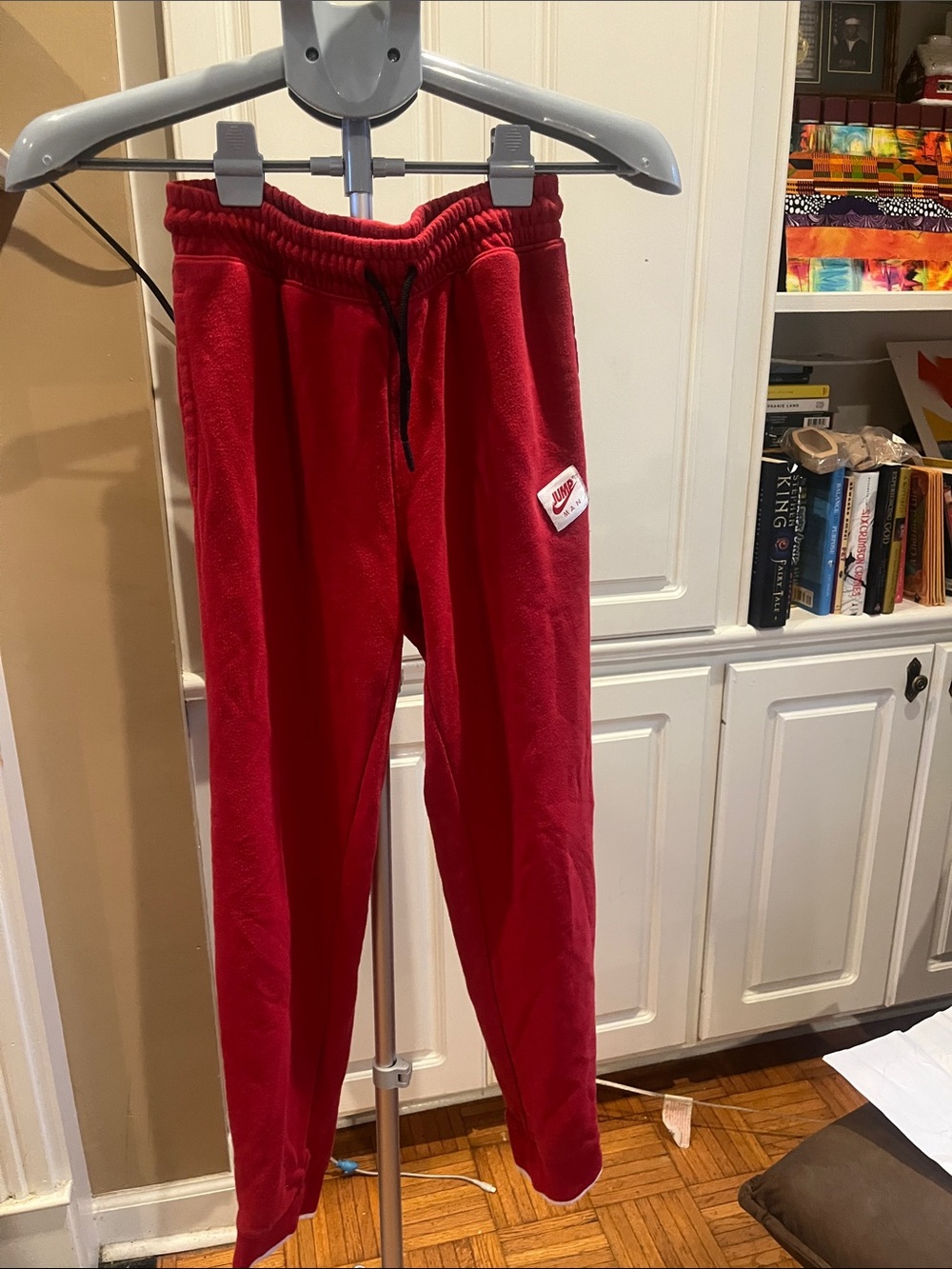 Jordan Red Kids Fleece Joggers with Black Drawstring